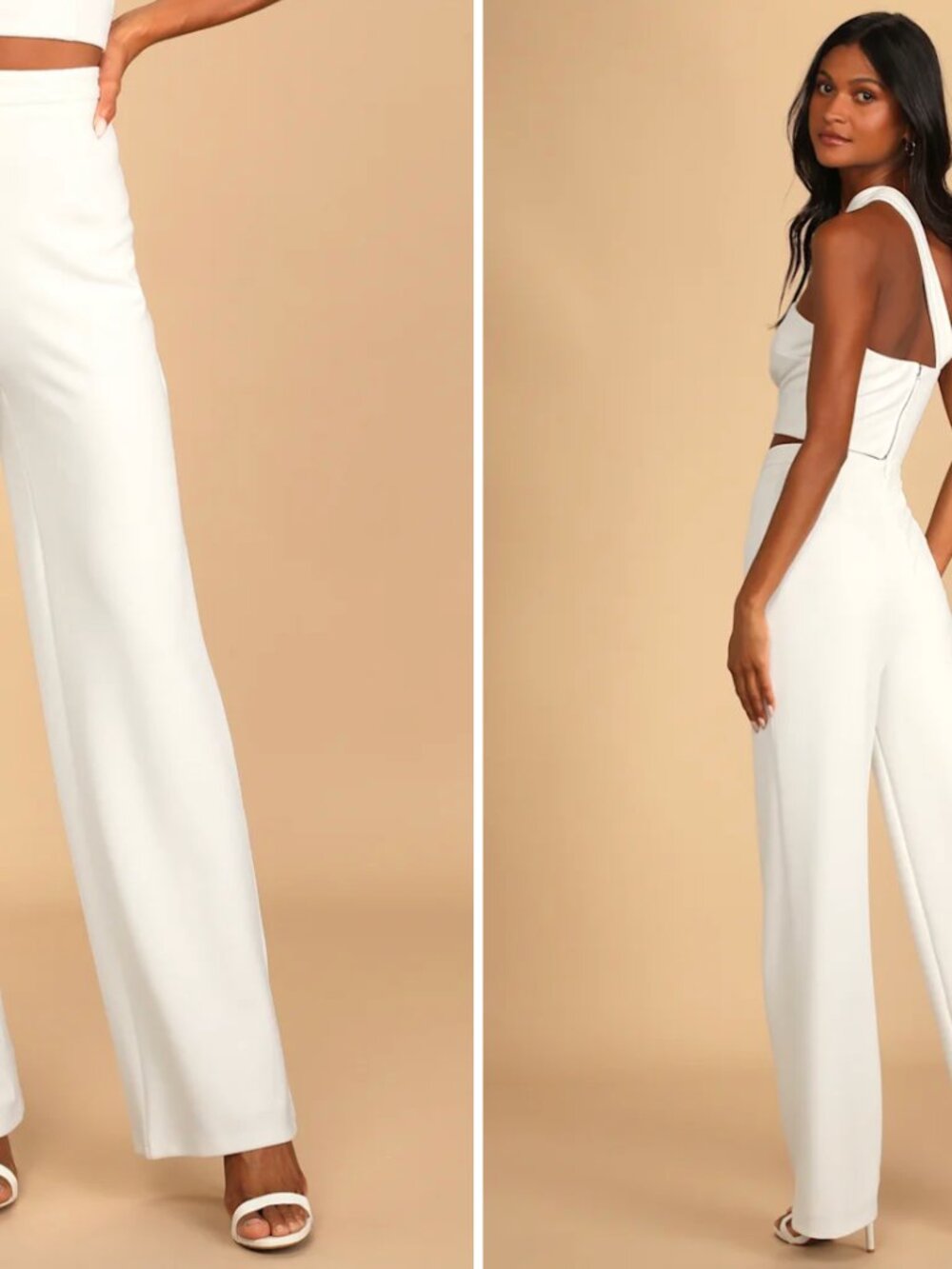 Lulus Flaunt It Like That White One-shoulder Two-piece Jumpsuit - Size XS - Picture 2 of 3